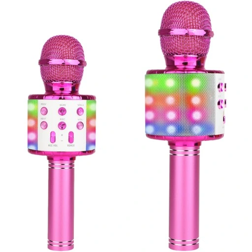 MIKROFON KARAOKE GŁOŚNIK ZABAWKA BLUETOOTH LED RÓŻ MANTA ECHO ŚWIATŁO