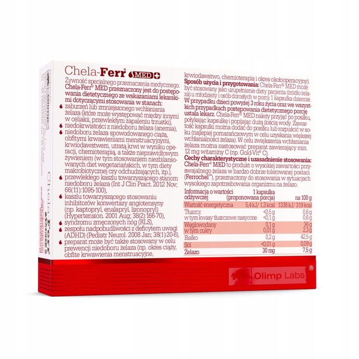 OLIMP CHELA-FERR MED 30kaps MOCNE ŻELAZO