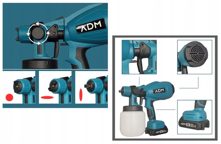 Pistolet Do Malowania Natryskowego Akumulatorowy Agregat 2xBaterie 21V