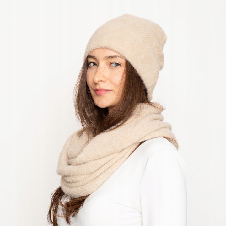 ALPAKA komplet CZAPKA WYWIJANA + KOMIN