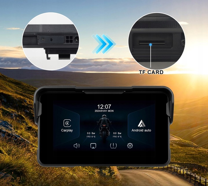 TABLET STACJA MOTOCYKLOWA MULTIMEDIALNA NAWIGACJA CARPLAY ANDROID AUTO