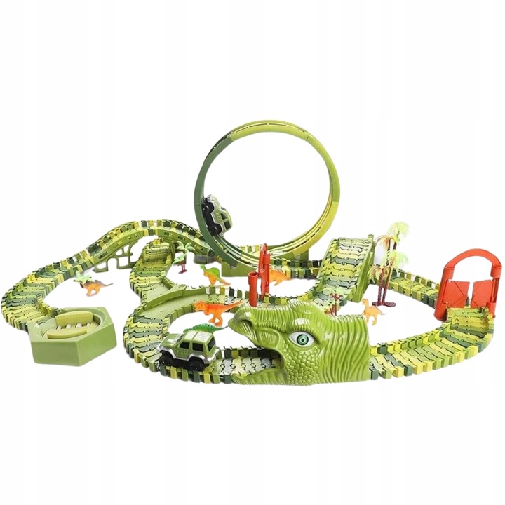 MEGA TOR WYŚCIGOWY PARK DINOZAURÓW SAMOCHODOWY MAGIC TRACK 324 elementów