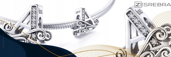 CHARMS LITERKA A srebro 925 srebrna litera koralik zawieszka charms pr S925