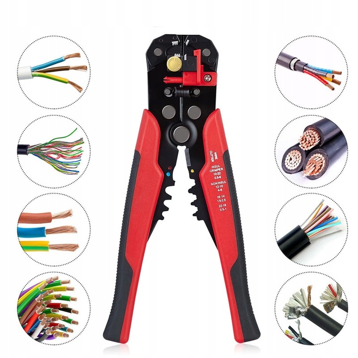 Szczypce do ściągania izolacji i zaciskania 5w1