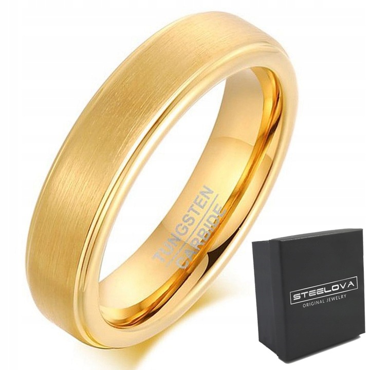 18K ZŁOTA OBRĄCZKA FAZOWANA Z WOLFRAMU MATOWA r.20
