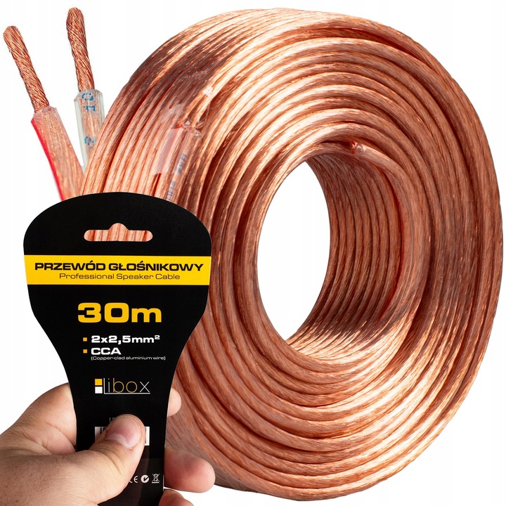 KABEL PRZEWÓD GŁOŚNIKOWY DWUŻYŁOWY PROFESJONALNY AUDIO HQ 2x2,5mm 30m