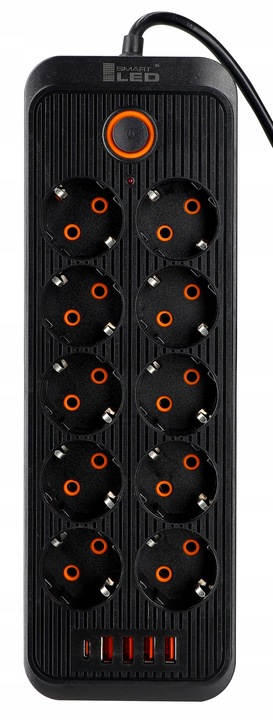 Przedłużacz Listwa Zasilająca Sieciowa 3M 10 Gniazd + 5X USB Ładowarka