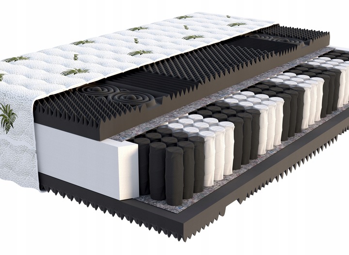 Materac LUX EKO pocket strefowy MASUJĄCY pianka 7cm profilowana 90x200