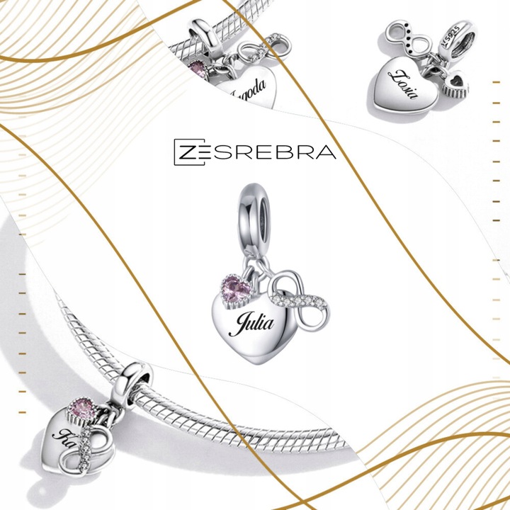 CHARMS SERCE srebro 925 NIESKOŃCZONOŚĆ GRAWER charms nieskończoność pr S925
