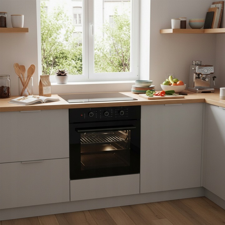 PIEKARNIK DO ZABUDOWY GŁĘBOKOŚĆ 55cm ELEKTRYCZNY 50L CZARNY POKRĘTŁA