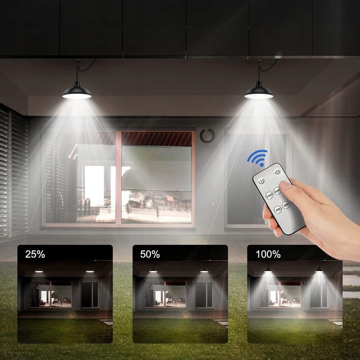 LAMPA SOLARNA ŻYRANDOL SUFITOWY LED WISZĄCY Z CZUJNIKIEM ZMIERZCHU + PILOT
