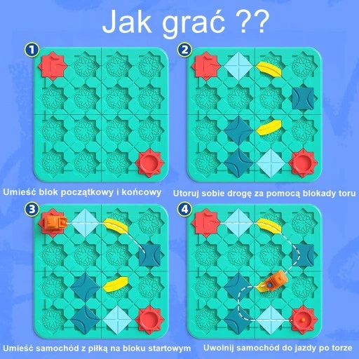 KREATYWNA ZABAWKA DLA DZIECI DROGA LABIRYNT SAMOCHÓD KLOCKI PLANSZOWA 24H =