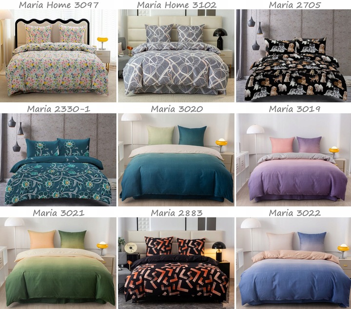 Pościel 160x200 + 2 poszewki KOMPLET POŚCIELI bawełnianej satyny WYBÓR