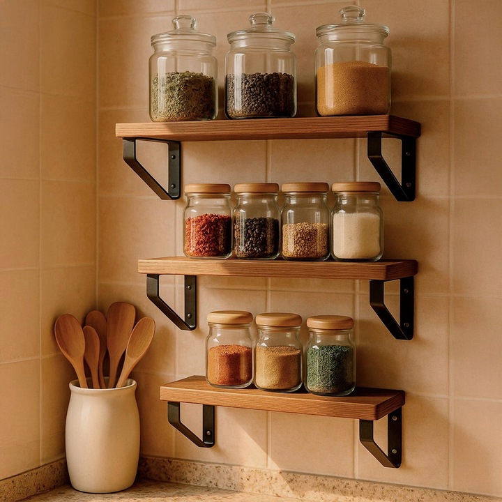 ZESTAW 3 PÓŁEK PÓŁKA WISZĄCA ŚCIENNA DO SALONU KUCHNI NA KSIĄŻKI LOFT