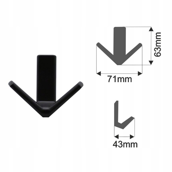 WIESZAK MEBLOWY ŚCIENNY ZESTAW 5 SZT. - HACZYK NA UBRANIA CZARNY