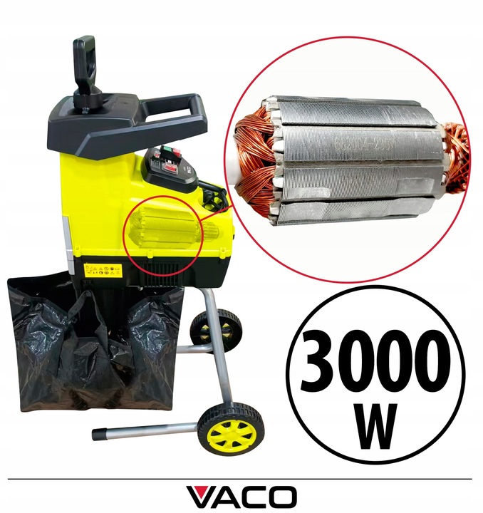 ROZDRABNIACZ ELEKTRYCZNY DO GAŁĘZI 3000W Rębak VACO + Kosz GRATIS
