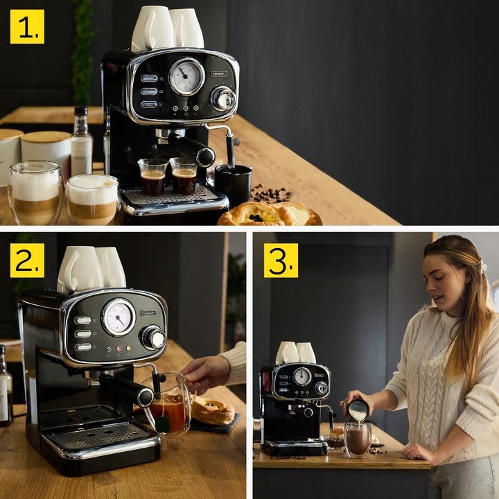 Ekspres do kawy Ciśnieniowy Kolbowy Yoer 1100W 20bar 10kaw +Spieniacz