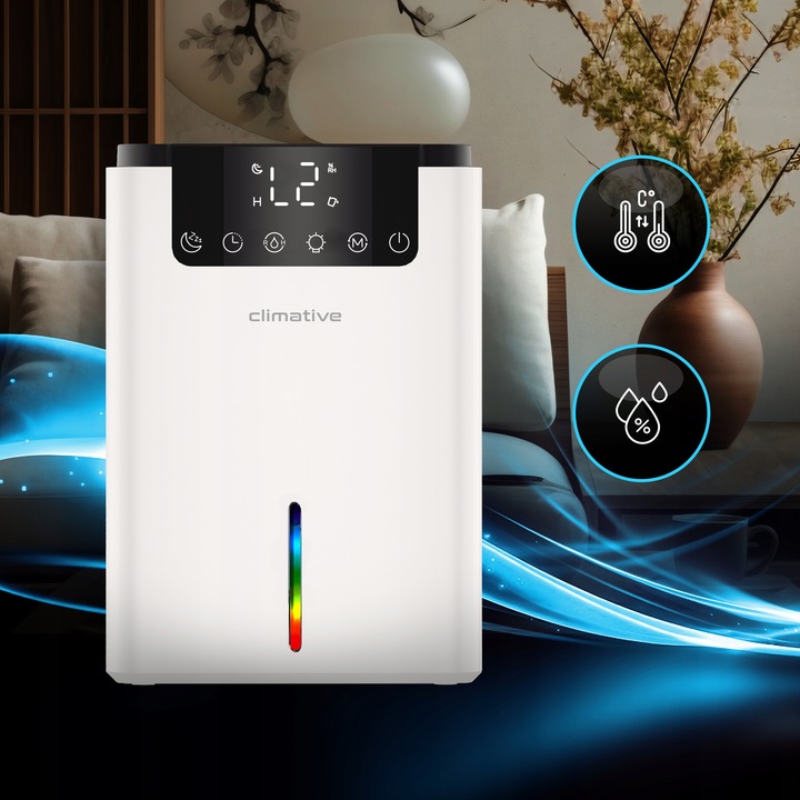 Cichy Pochłaniacz Wilgoci XXL Osuszacz Powietrza LUXE 2000ML LED+UV do domu