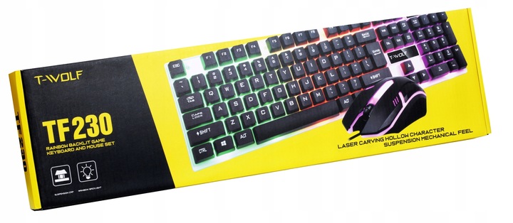 GAMINGOWA KLAWIATURA MYSZ-KA PODŚWIETLANA LED RGB