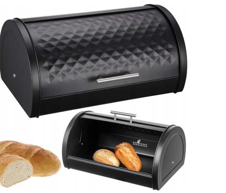 CHLEBAK POJEMNIK NA PIECZYWO BUŁKI CHLEB METALOWY DUŻY CZARNY