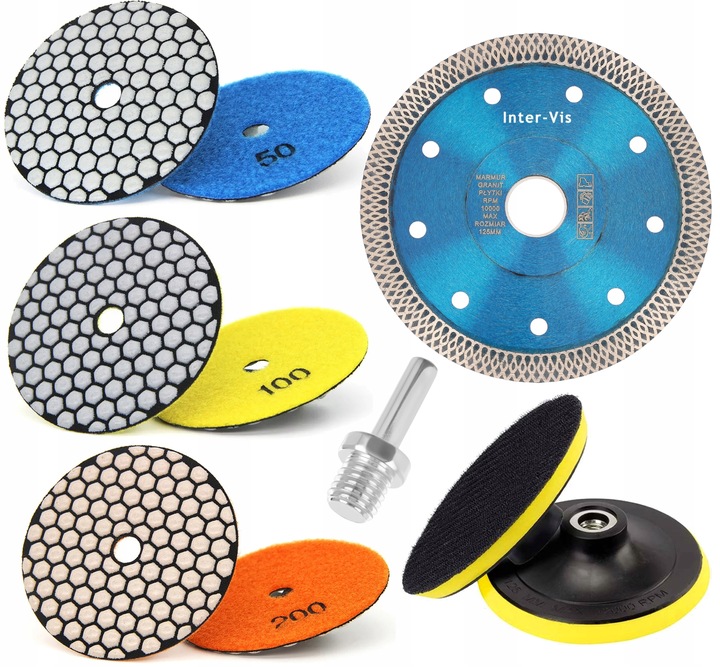 TARCZE ZESTAW DO CIĘCIA I SZLIFOWANIA GRESU PŁYTEK CERAMIKI SPIEKU