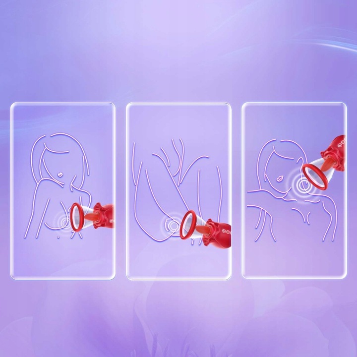 Wibratory różane z 7 stymulatorami łechtaczki do ssania i lizania sutków