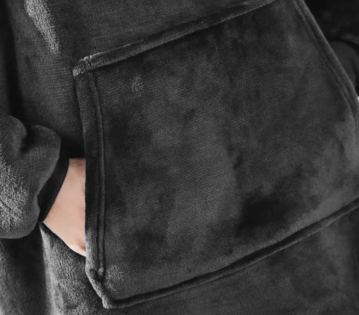 Gruby Koc Ponczo Z Kapturem Ciepła Gruba Bluza Szlafrok Kocobluza