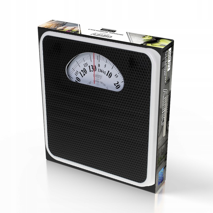 Klasyczna Waga Łazienkowa Mechaniczna Czarna Analogowa 136kg Prosta Obsługa