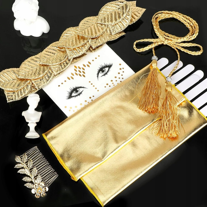 AKCESORIA BOGINI GRECKA RZYMSKA OPASKA ZŁOTA KOLCZYKI ZESTAW KOMPLET