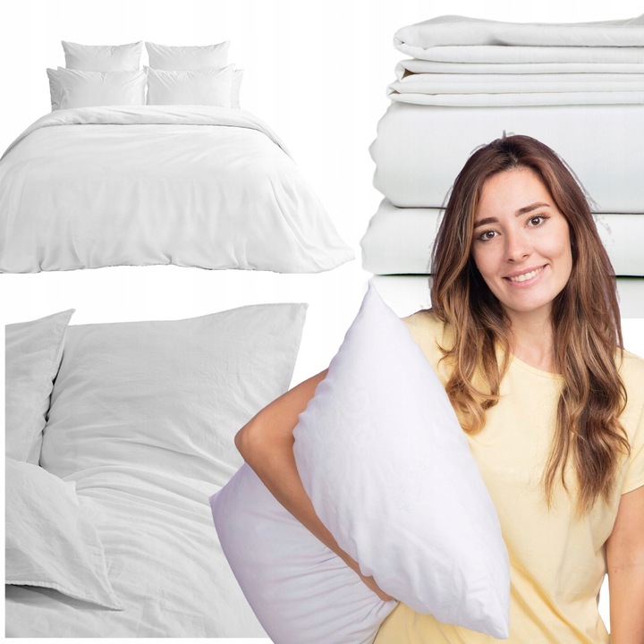 POŚCIEL HOTELOWA 160x200 cm BIAŁA BAWEŁNA 140 gr + POSZEWKA 70x80 cm