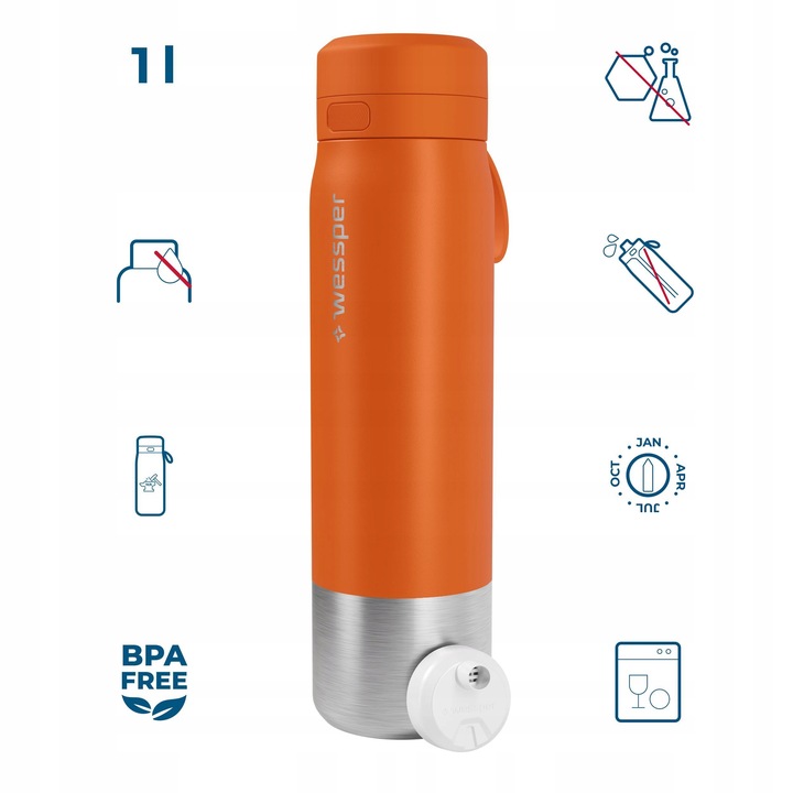 Butelka filtrująca stalowa bidon na wodę z filtrem WESSPER B2 ACTITEX