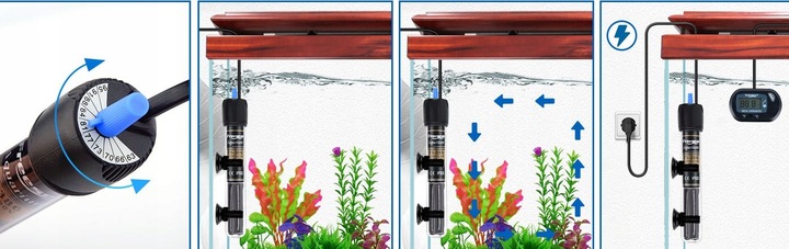 GRZAŁKA DO AKWARIUM 300W Z TERMONSTATEM + TERMOMETR LCD 150-300 LITRÓW