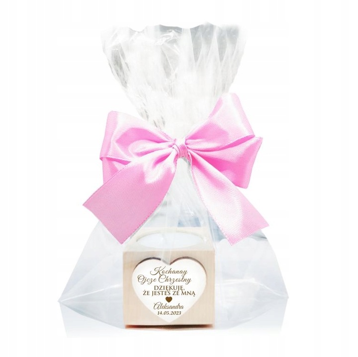 Podziękowanie dla Rodziców Chrzestnych na Komunię Chrzest świecznik