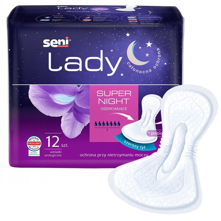 SENI LADY SUPER NIGHT Wkładki urologiczne SENI NA NOC dla kobiet 12szt.