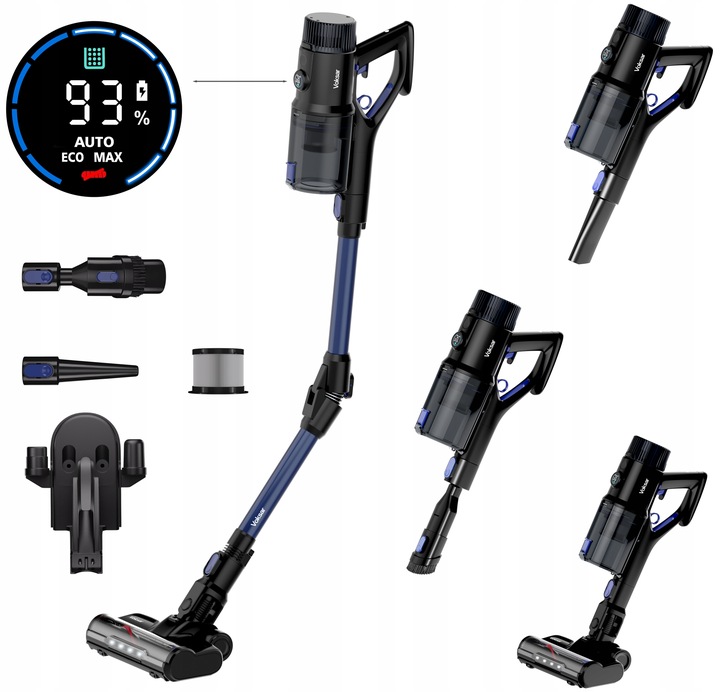 Odkurzacz Bezprzewodowy Pionowy VOKSAR V11s 5w1 LED FLEX TUBE HEPA