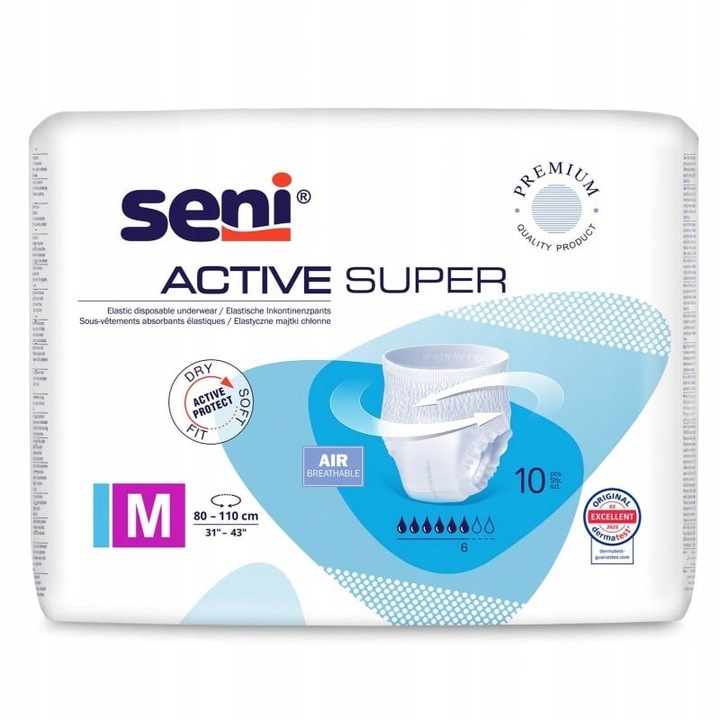 SENI ACTIVE SUPER M MAJTKI CHŁONNE WCIĄGANE DLA DOROSŁYCH 10szt