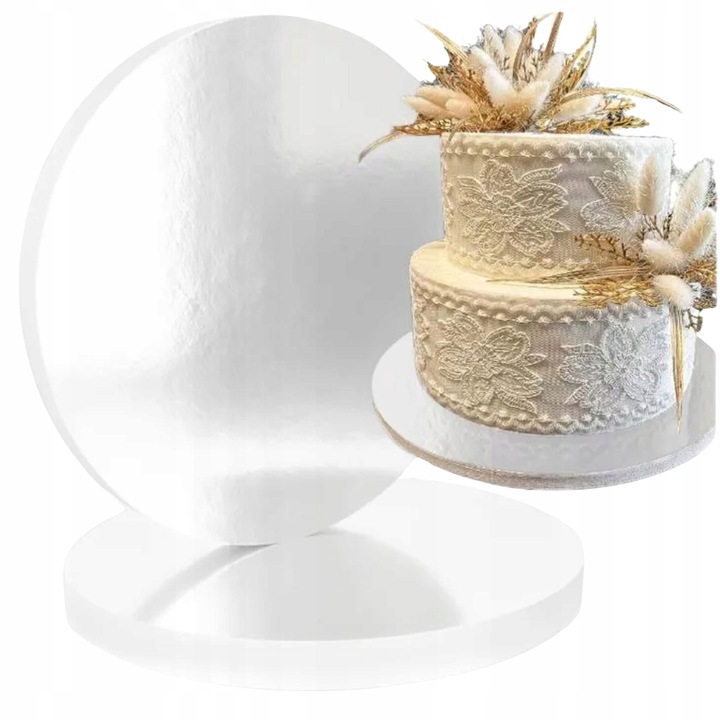Podkład Pod Tort Okrągły 36 cm Biały Gruby Styrodurowy
