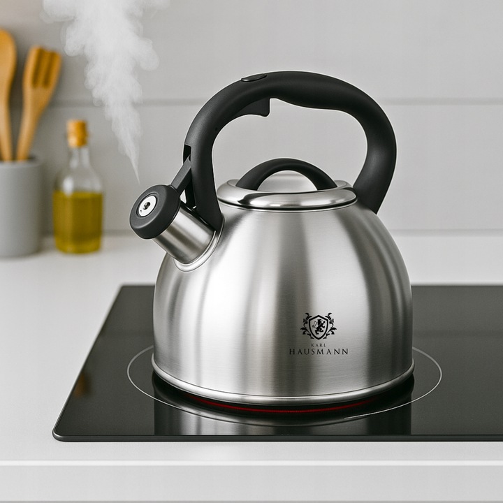 CZAJNIK na GAZ CZAJNIK z GWIZDKIEM POKRYWĄ 3L STAL INDUKCJA SREBRNY