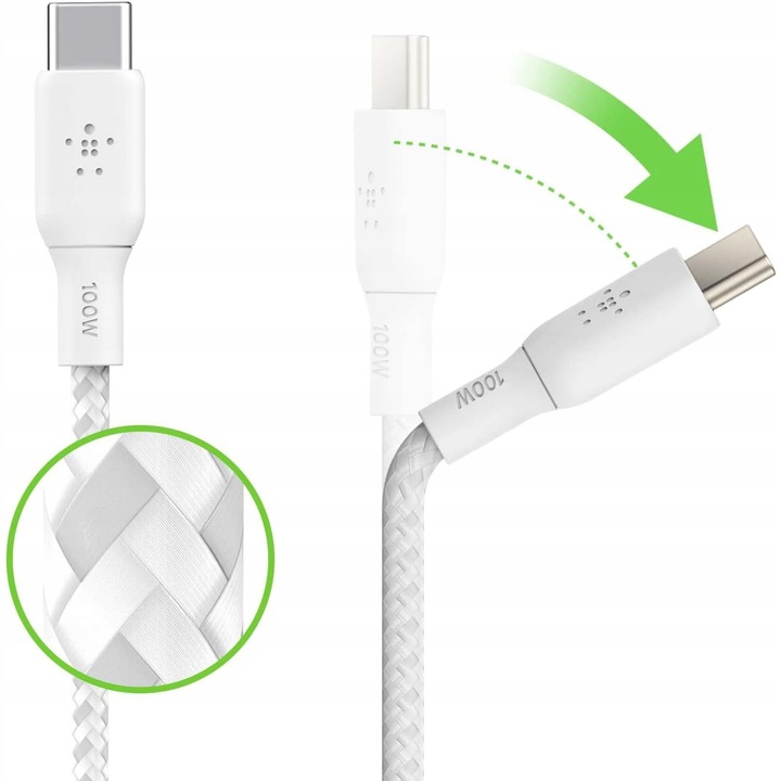 Belkin - Kabel Boost - USB-C do USB-C PD, 5A 100W, z oplotem nylonowym, 2 m