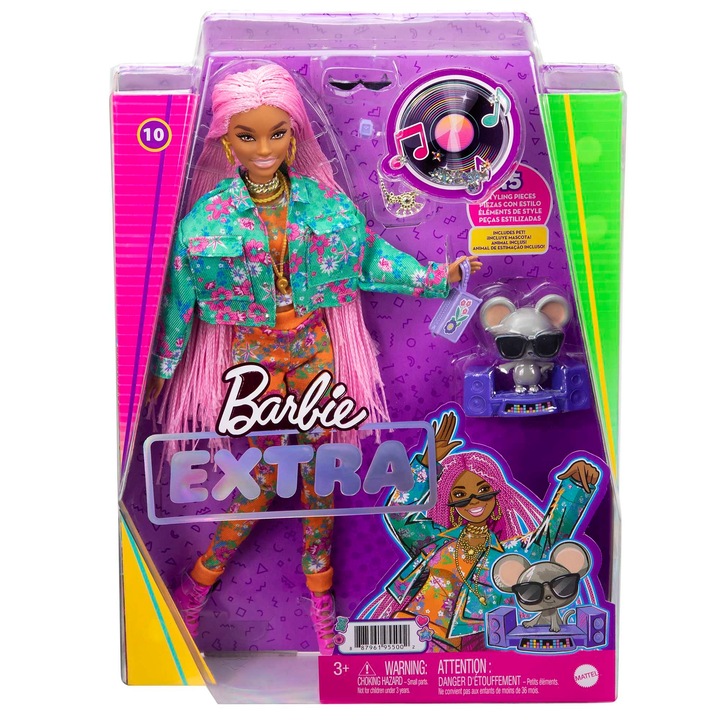 Mattel Barbie Lalka Extra Warkoczyki + Akcesoria