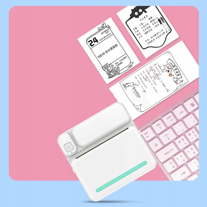 MINI DRUKARKA TERMICZNA DO ZDJĘĆ NOTATEK ETYKIET + 13 ROLEK GRATIS NAKLEJKI