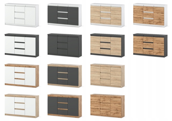 Komoda 120cm szafka z szufladami Sonoma Aga do salonu duza