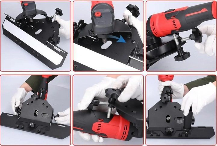 PRZYSTAWKA SZLIFIERKI KĄTOWEJ DO CIĘCIA PŁYTEK GRESU POD KĄTEM 45° SLIDER