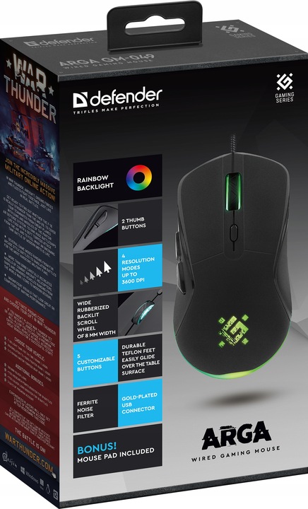 MYSZKA KOMPUTEROWA MYSZ GAMINGOWA DLA GRACZY + Podkładka + KOD WarThunder