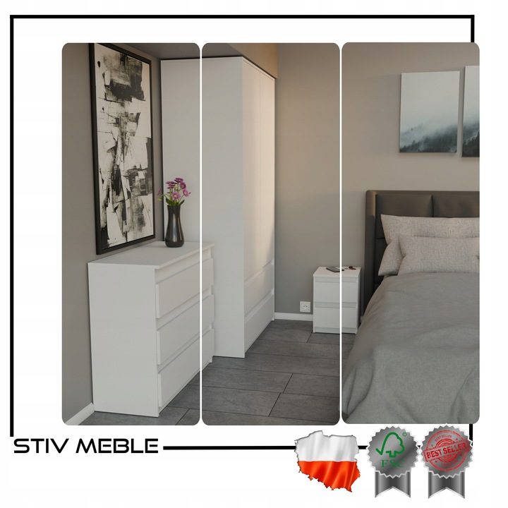 szafka nocna biała loft 30 cm, stolik nocny, nakastlik 2 szuflady