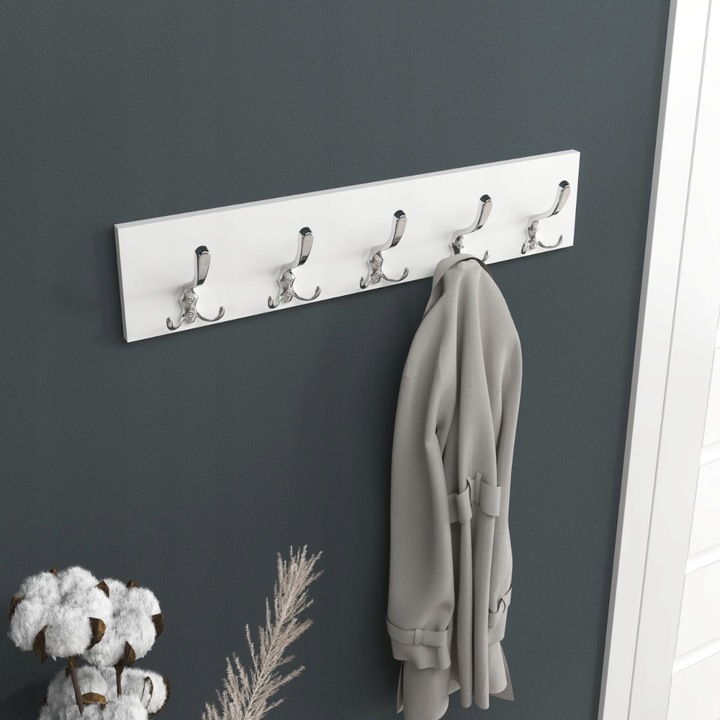 WIESZAK ŚCIENNY WISZĄCY BIAŁY DUŻY HACZYK CHROM NA UBRANIA DO PÓŁKI