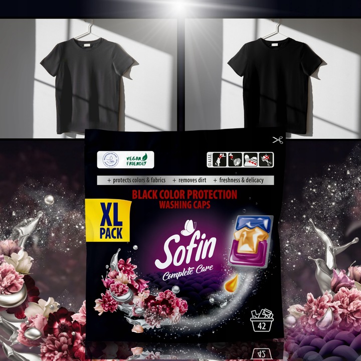 Sofin Kapsułki do Prania Kolorów Ciemnego Czarnego Ochrona Kolorów MIX 66x2