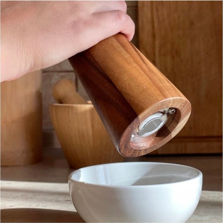 Młynek ręczny do soli i pieprzy DREWNIANY Ruhhy 2 sztuki