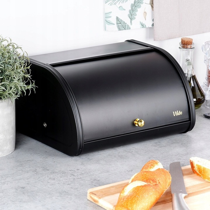 Mały CHLEBAK czarny metalowy pojemnik kuchenny na pieczywo chleb bułki
