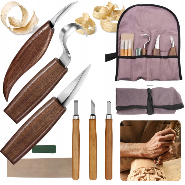 Zestaw noży do rzeźbienia w drewnie noże dłuta narzędzia snycerskie 9